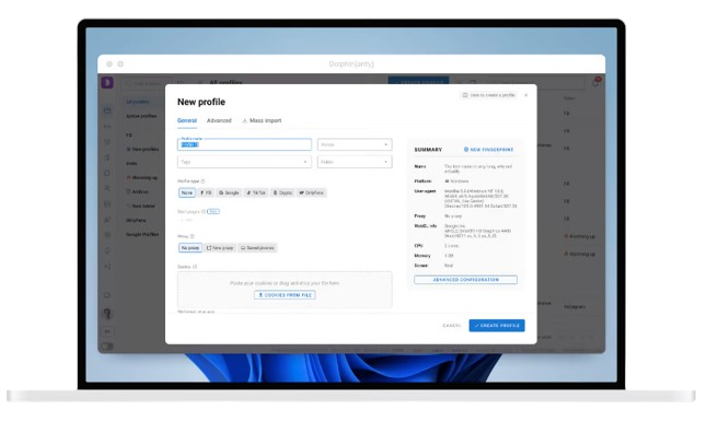 подмена отпечатков браузера